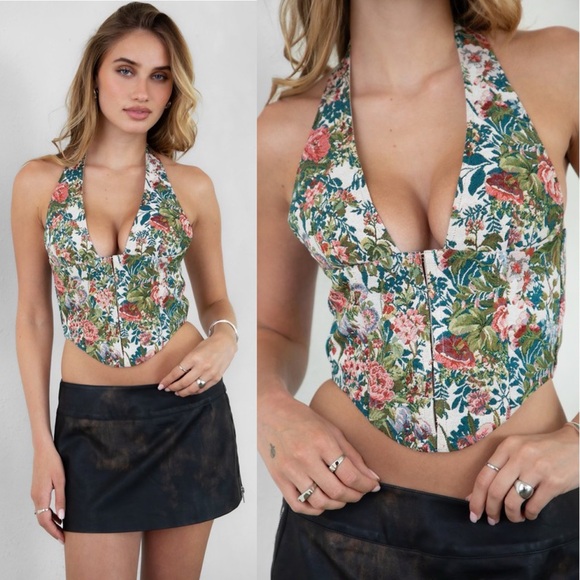 Tops - Innerbloom Floral Tapestry Halter Corset Top